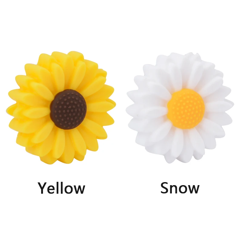 LOFCA Leaf 5pcs/10pcs Sunflower Cute Silicone Beads Daisy Food Grade Leaves Teether BPA-Free Baby Snowman Toy Chain Accessories