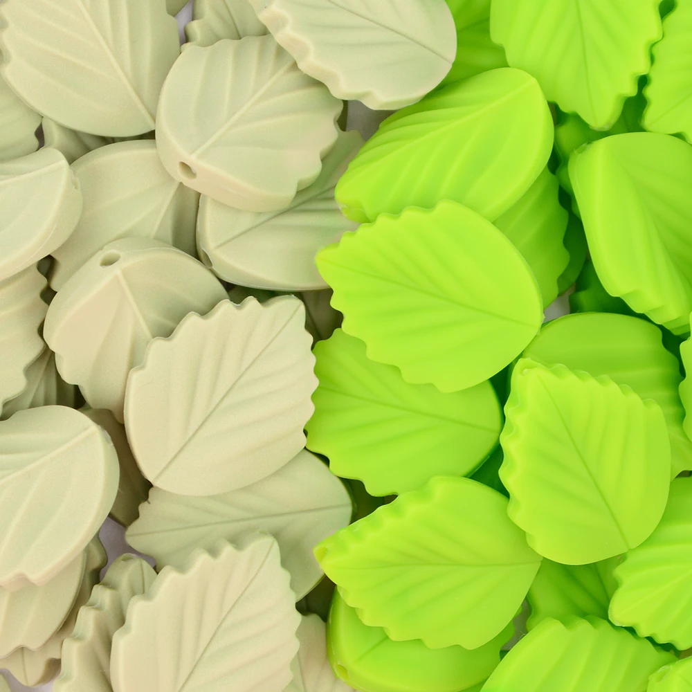 LOFCA Leaf 5pcs/10pcs Sunflower Cute Silicone Beads Daisy Food Grade Leaves Teether BPA-Free Baby Snowman Toy Chain Accessories