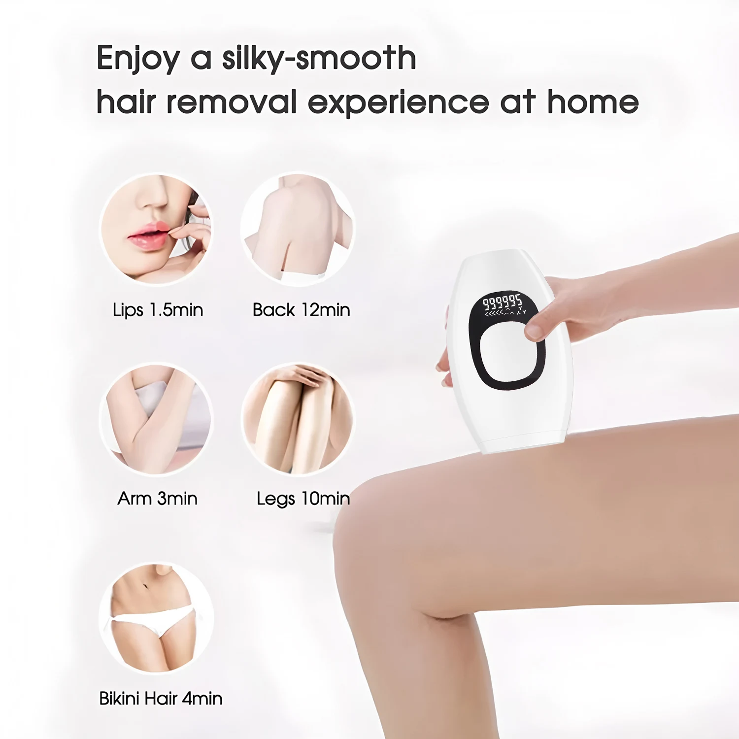 Painless IPL Laser Epilator 999999 Flashes - Permanent Hair Removal for Face, Arms, Legs, and Bikini Line Painless and Effective