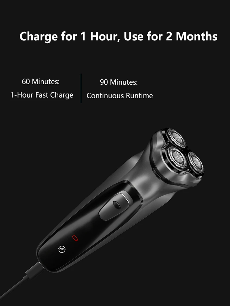 Electrical Rotary Shaver for Men 3D Floating Blade Washable Type-C USB Rechargeable Shaving Beard Machine For Men Gift
