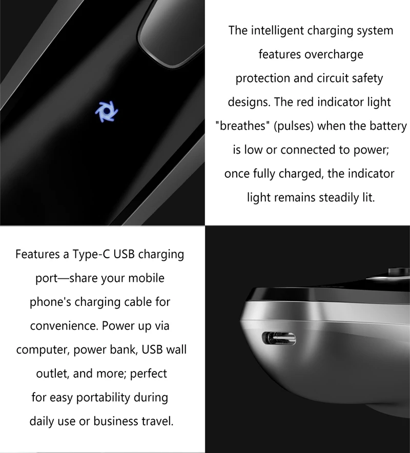 Electrical Rotary Shaver for Men 3D Floating Blade Washable Type-C USB Rechargeable Shaving Beard Machine For Men Gift