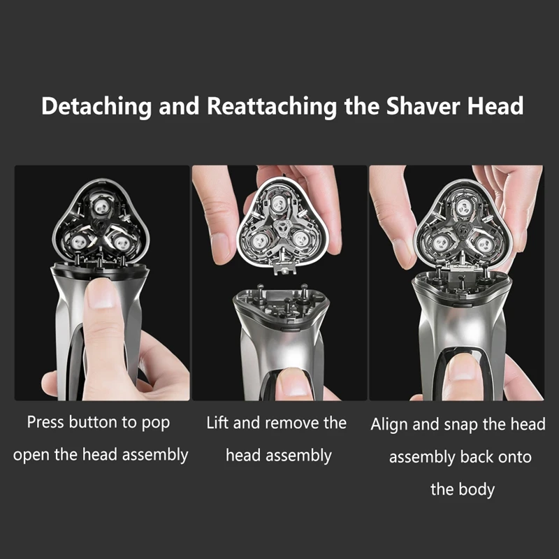 Electrical Rotary Shaver for Men 3D Floating Blade Washable Type-C USB Rechargeable Shaving Beard Machine For Men Gift