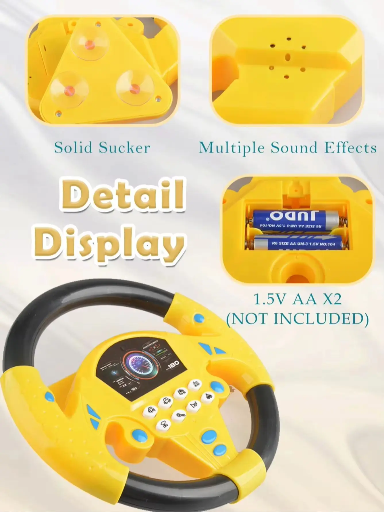 Simulation Driving Steering Wheel Toy Sound Light Effect Oretend Driving Game Early Educational Gift for Children