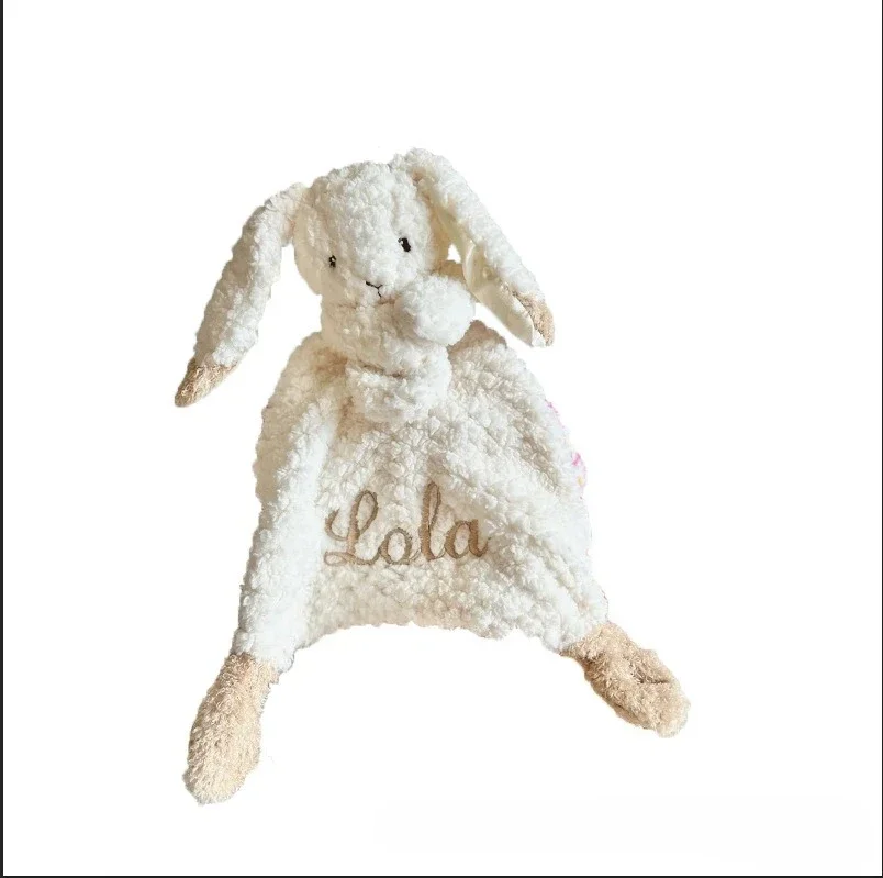 Personalized Baby Lovey Blanket Embroidered Name Bunny Security Blanket Soft Comfort Blanket Newborn Baby Shower Gift