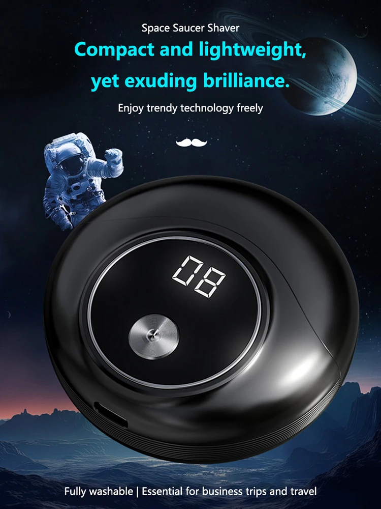 Portable Mini Electric Shaver For Men Double Ring Knife Mesh Digital LED Display USB Fast Charging Pocket Beard RazorTravel Car