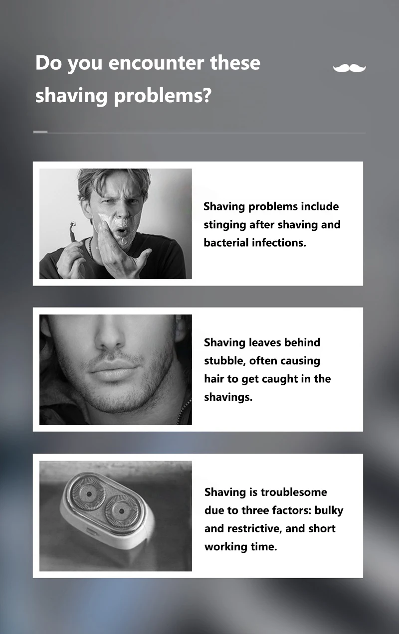Portable Mini Electric Shaver For Men Double Ring Knife Mesh Digital LED Display USB Fast Charging Pocket Beard RazorTravel Car