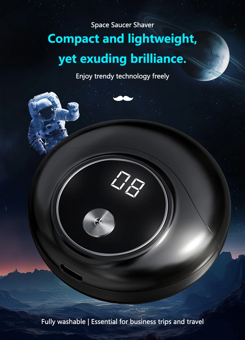 Portable Mini Electric Shaver For Men Double Ring Knife Mesh Digital LED Display USB Fast Charging Pocket Beard RazorTravel Car
