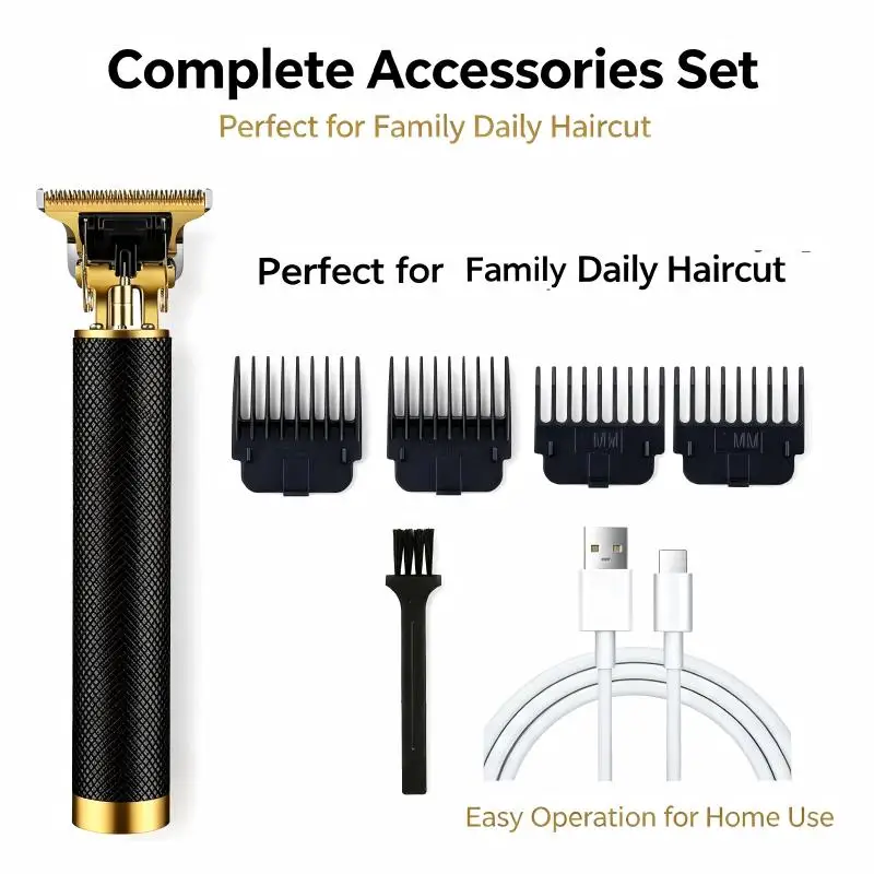 T9 Vintage Electric Hair Trimmer USB Rechargeable Zero Gap Hair Clipper Precision Outline Carving for Men Oil Head Styling