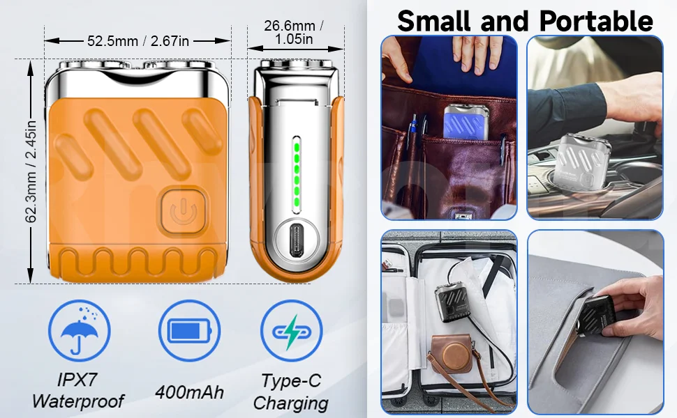 OUFELIME Mini Portable Electric Shaver for Men 9000RPM High Speed Premium Type-C Rechargeable Travel Rotary Razor Beard Trimmer