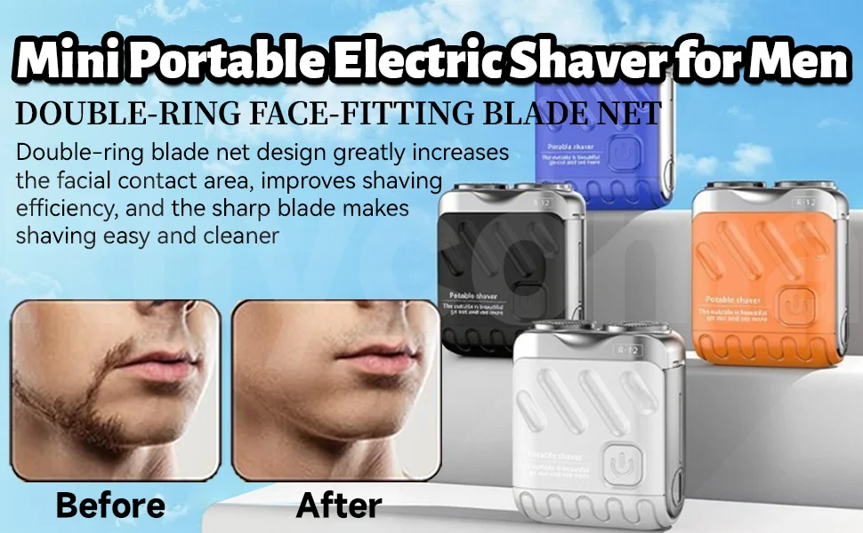 OUFELIME Mini Portable Electric Shaver for Men 9000RPM High Speed Premium Type-C Rechargeable Travel Rotary Razor Beard Trimmer
