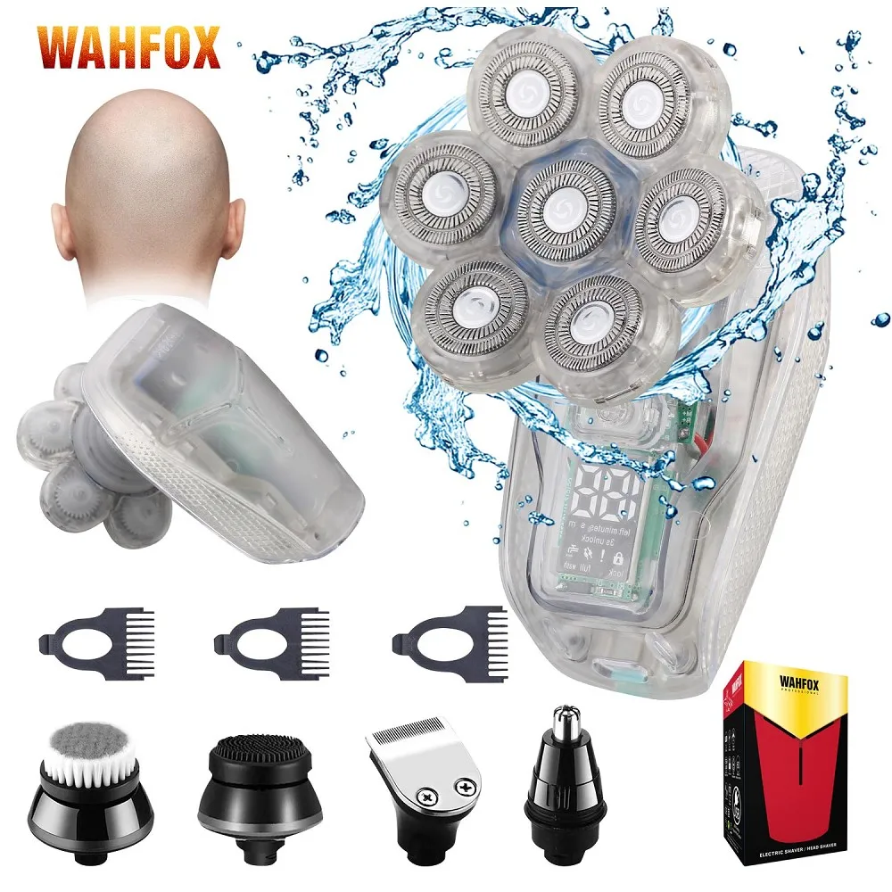 FOXSONIC Shaver For Men 7D Independently 7 Cutter Floating Head Waterproof Electric Razor Beard Trimmer For Men