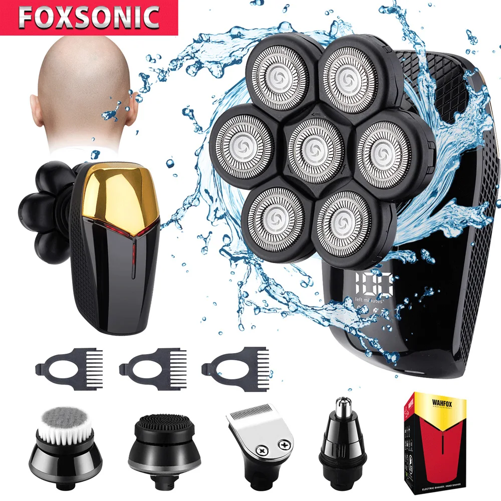 FOXSONIC Shaver For Men 7D Independently 7 Cutter Floating Head Waterproof Electric Razor Beard Trimmer For Men