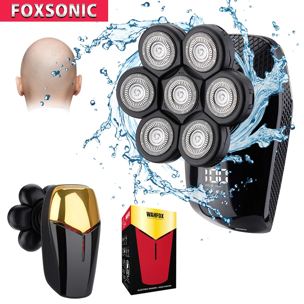 FOXSONIC Shaver For Men 7D Independently 7 Cutter Floating Head Waterproof Electric Razor Beard Trimmer For Men
