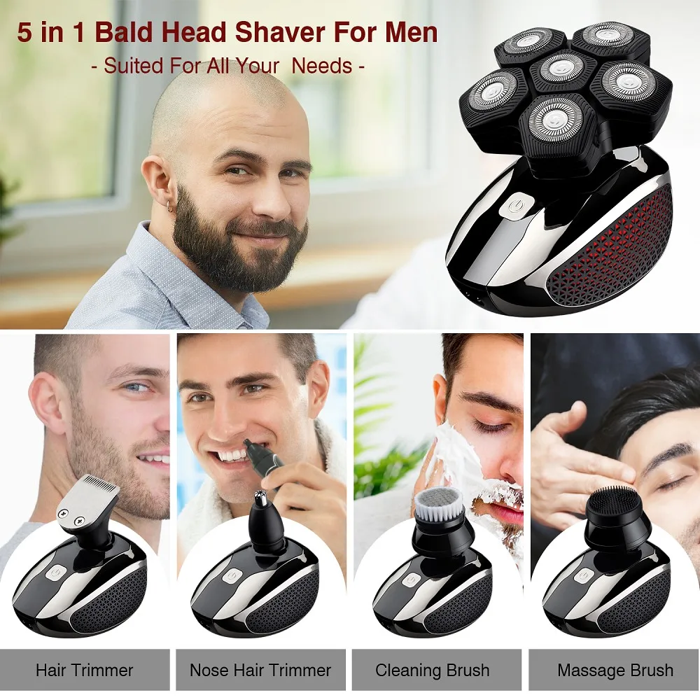 FOXSONIC Shaver For Men 7D Independently 7 Cutter Floating Head Waterproof Electric Razor Beard Trimmer For Men