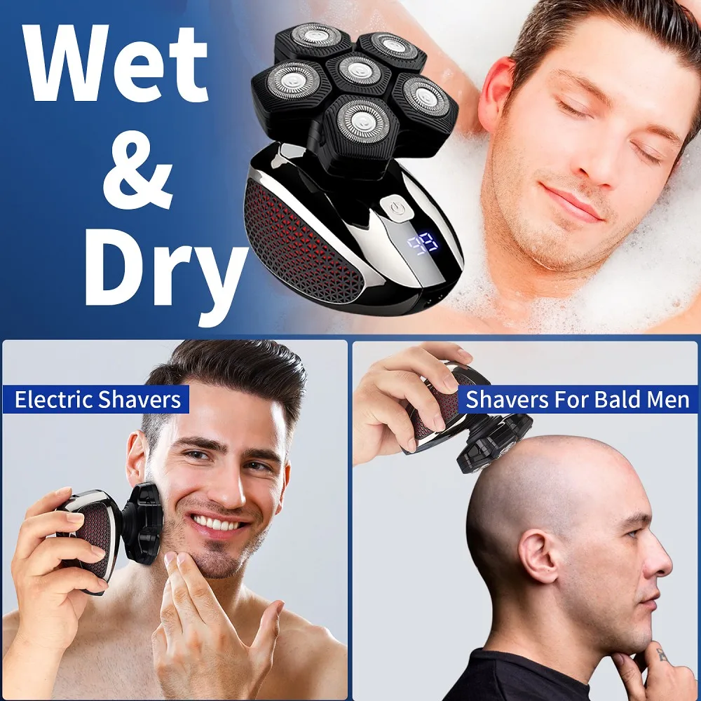 FOXSONIC Shaver For Men 7D Independently 7 Cutter Floating Head Waterproof Electric Razor Beard Trimmer For Men