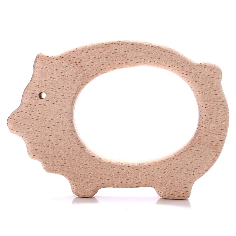 1Pcs Beech Wooden Teether Animal Shape Wood Teething for Baby Molar Rod Toys Wood Necklace Pendant Baby Chew Teether