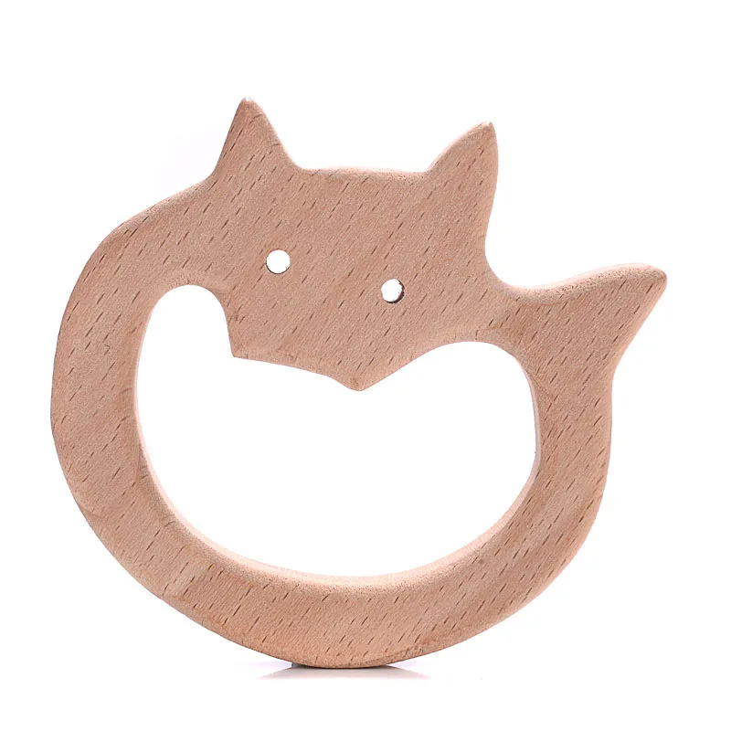 1Pcs Beech Wooden Teether Animal Shape Wood Teething for Baby Molar Rod Toys Wood Necklace Pendant Baby Chew Teether