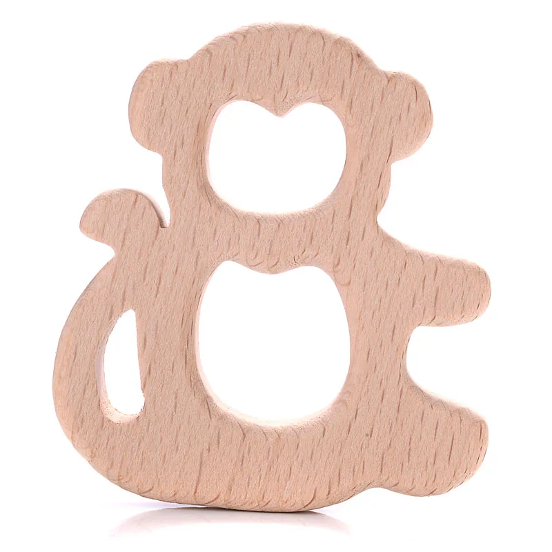 1Pcs Beech Wooden Teether Animal Shape Wood Teething for Baby Molar Rod Toys Wood Necklace Pendant Baby Chew Teether