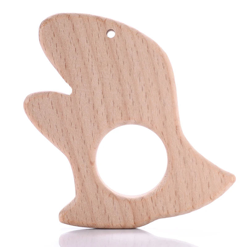 1Pcs Beech Wooden Teether Animal Shape Wood Teething for Baby Molar Rod Toys Wood Necklace Pendant Baby Chew Teether