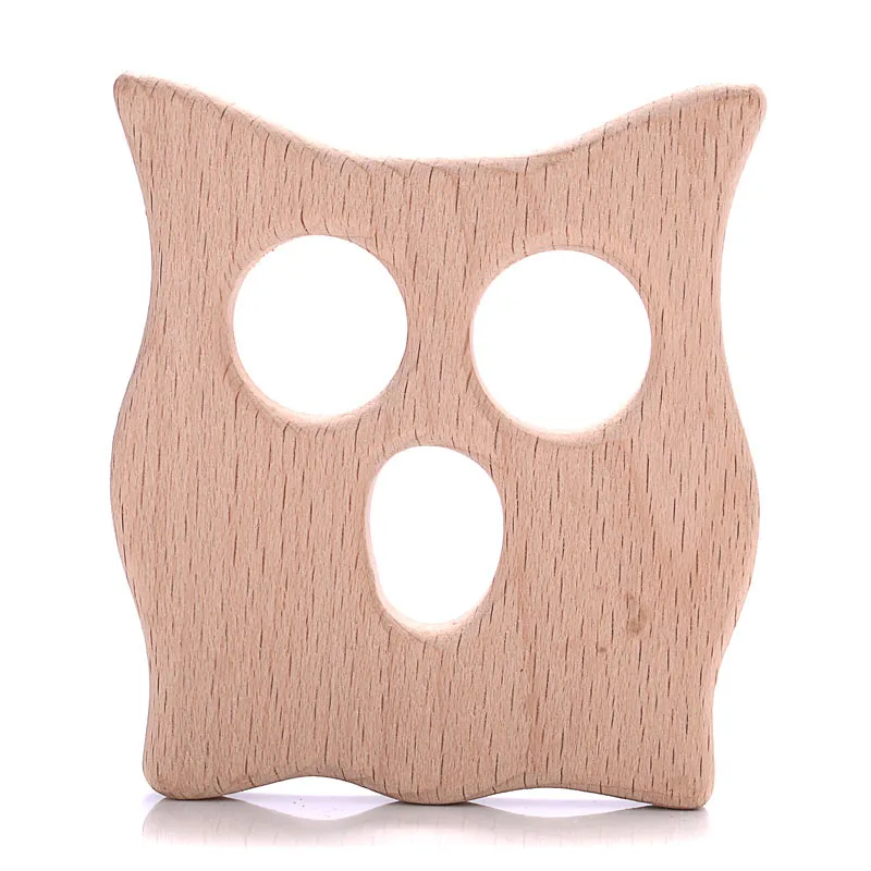 1Pcs Beech Wooden Teether Animal Shape Wood Teething for Baby Molar Rod Toys Wood Necklace Pendant Baby Chew Teether