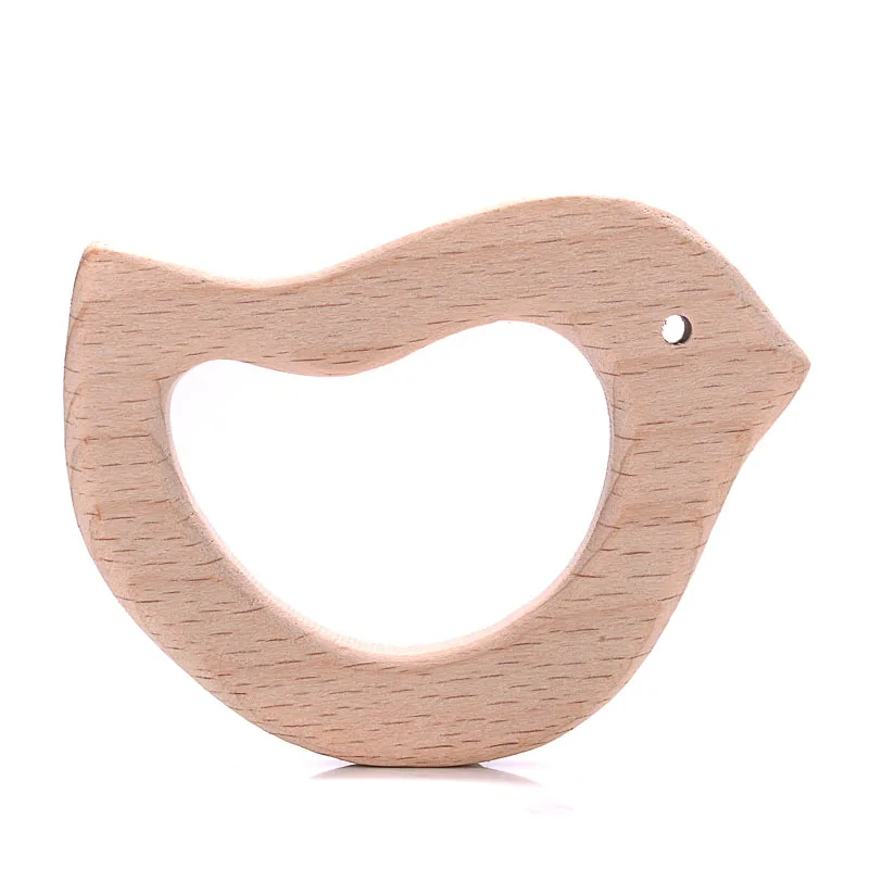 1Pcs Beech Wooden Teether Animal Shape Wood Teething for Baby Molar Rod Toys Wood Necklace Pendant Baby Chew Teether