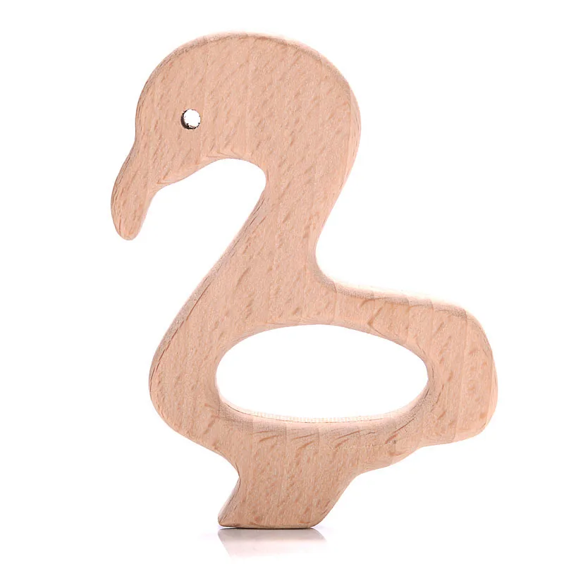 1Pcs Beech Wooden Teether Animal Shape Wood Teething for Baby Molar Rod Toys Wood Necklace Pendant Baby Chew Teether