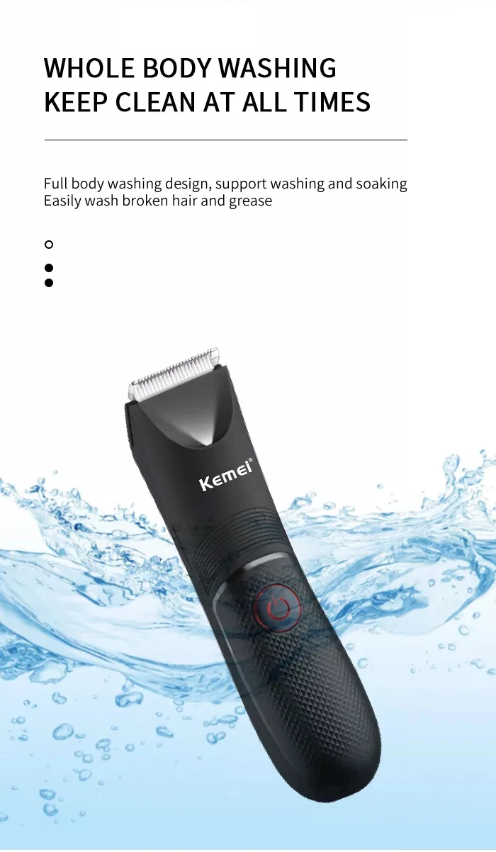 Kemei Groin Area Hair Trimmer Lawn Mower Ceramic Blade Waterproof Wet Dry Clippers Pubic Armpit Body Hair Ultimate Hygiene Razor