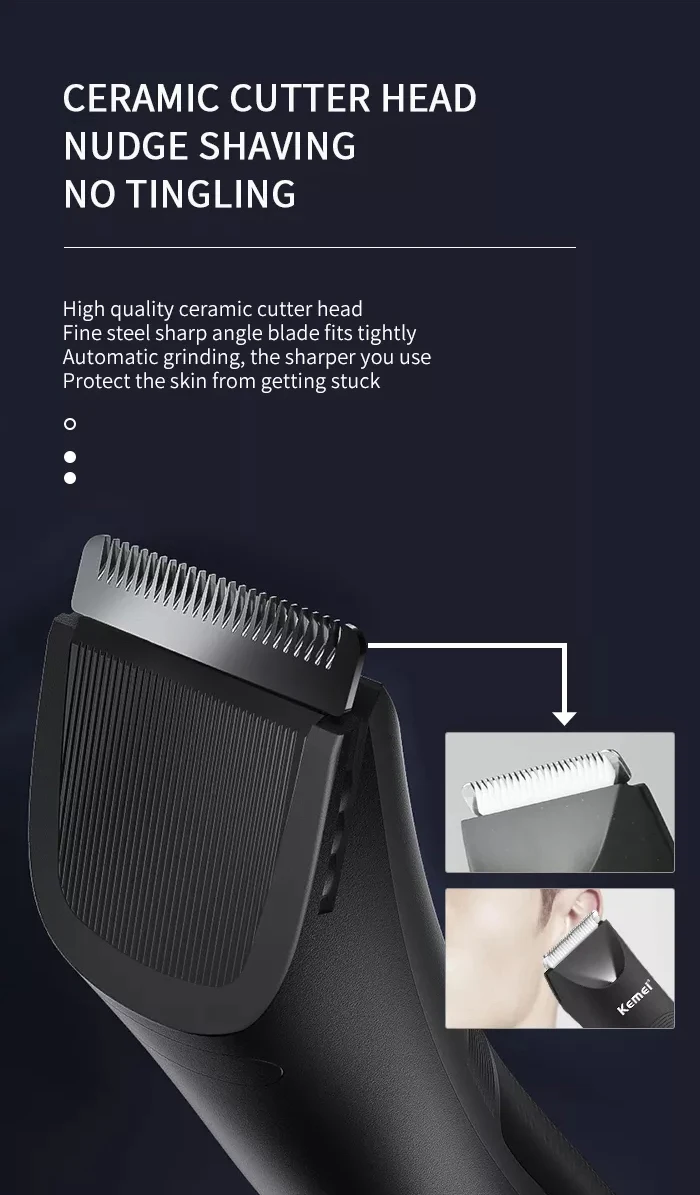 Kemei Groin Area Hair Trimmer Lawn Mower Ceramic Blade Waterproof Wet Dry Clippers Pubic Armpit Body Hair Ultimate Hygiene Razor