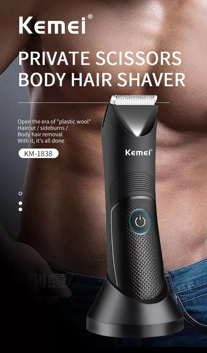 Kemei Groin Area Hair Trimmer Lawn Mower Ceramic Blade Waterproof Wet Dry Clippers Pubic Armpit Body Hair Ultimate Hygiene Razor