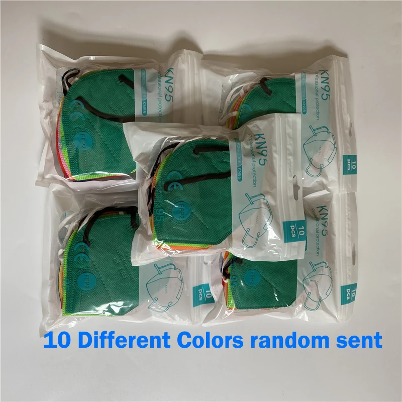 10-200pcs FPP2 Masks Black FFP2 Masks CE Approved ffp2mask Adult 12 Colors Adult Face Mask Dustproof Respirator KN95 Facemask