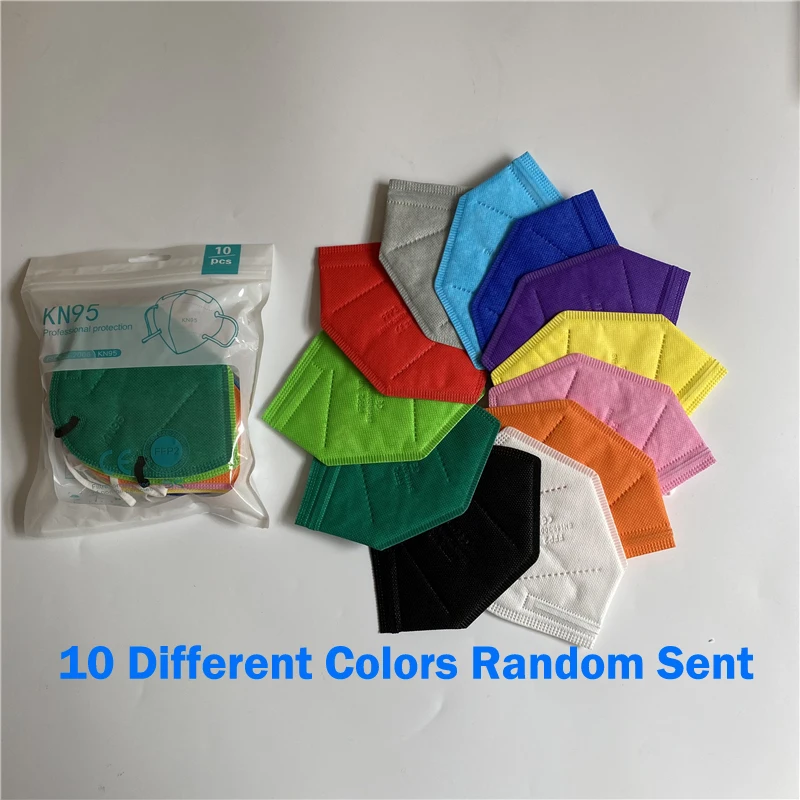 10-200pcs FPP2 Masks Black FFP2 Masks CE Approved ffp2mask Adult 12 Colors Adult Face Mask Dustproof Respirator KN95 Facemask