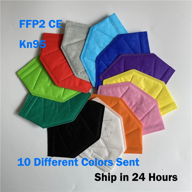 10-200pcs FPP2 Masks Black FFP2 Masks CE Approved ffp2mask Adult 12 Colors Adult Face Mask Dustproof Respirator KN95 Facemask
