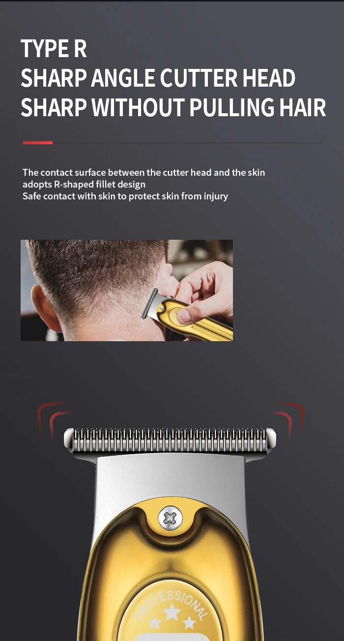 Kemei Professional Hair Trimmer Gold Clipper Men Rechargeable Barber Cordless Hair Cutting Machine Men 0mm Bareheaded T-blade