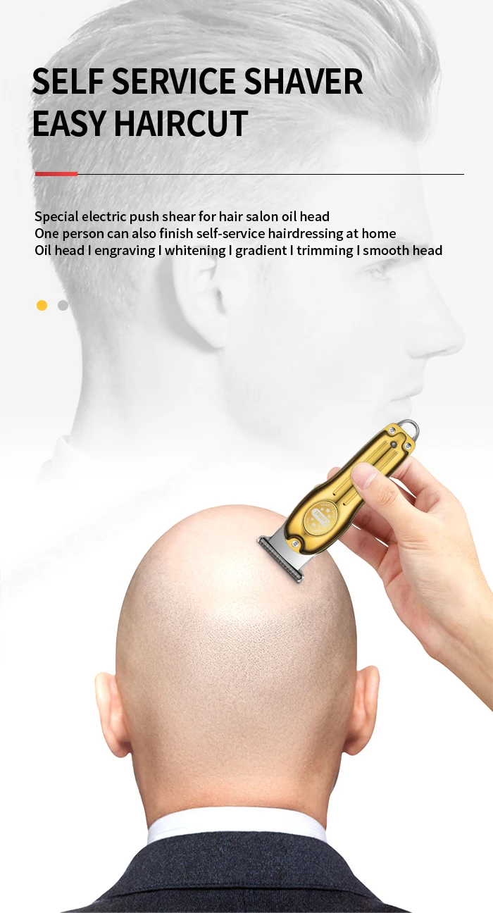 Kemei Professional Hair Trimmer Gold Clipper Men Rechargeable Barber Cordless Hair Cutting Machine Men 0mm Bareheaded T-blade