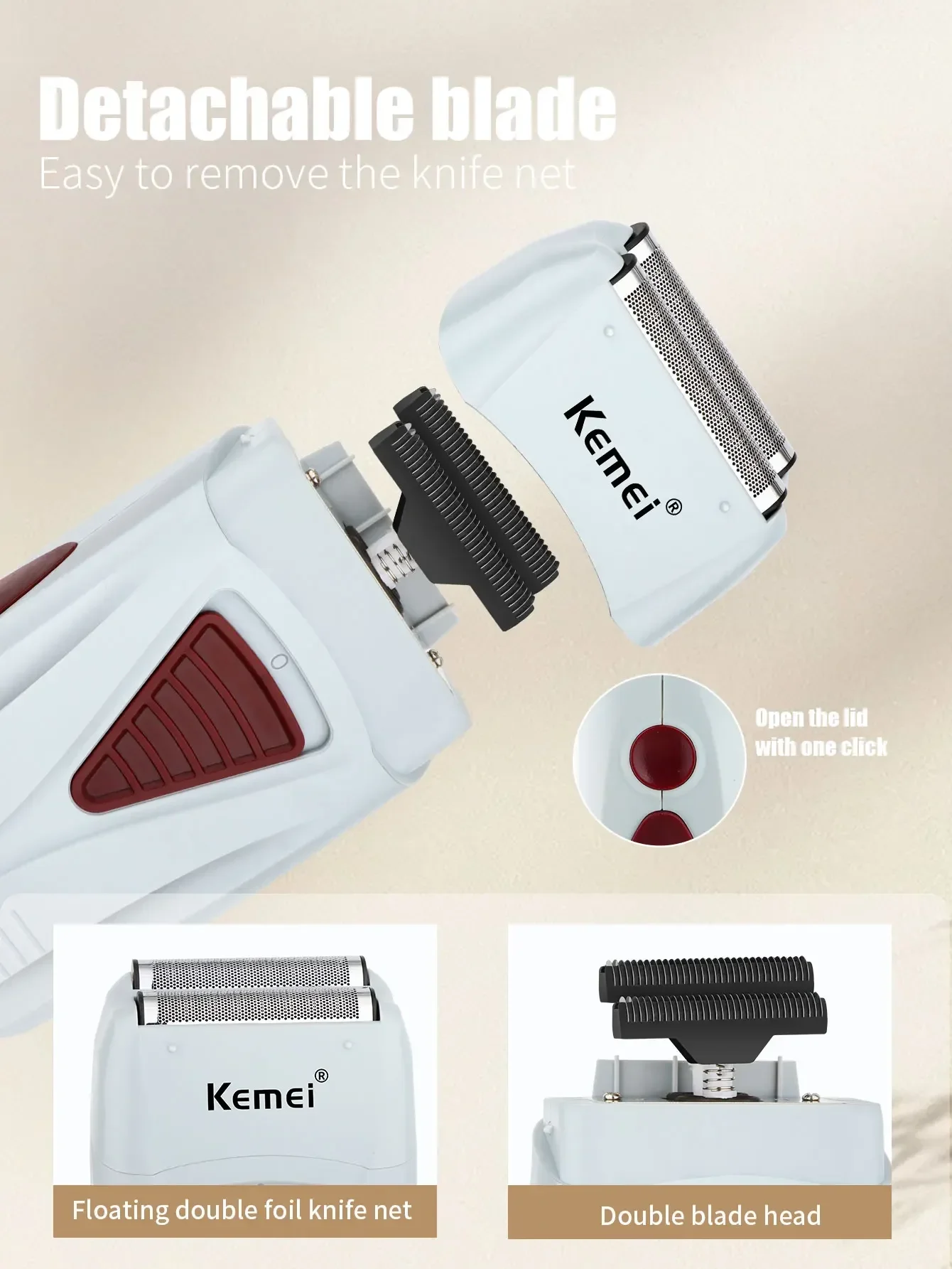 Kemei Hair Clipper Km-2296 Km-1071 Km-3382 Barber Blading Hair Cutting Machine Clipper Grooming Cordless Rechargeable Shaver