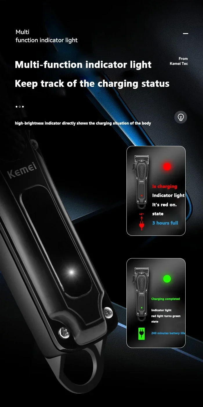 Kemei Hair Clipper Km-2296 Km-1071 Km-3382 Barber Blading Hair Cutting Machine Clipper Grooming Cordless Rechargeable Shaver