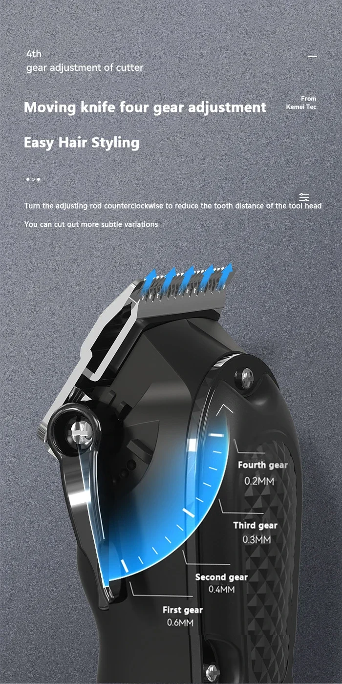 Kemei Hair Clipper Km-2296 Km-1071 Km-3382 Barber Blading Hair Cutting Machine Clipper Grooming Cordless Rechargeable Shaver