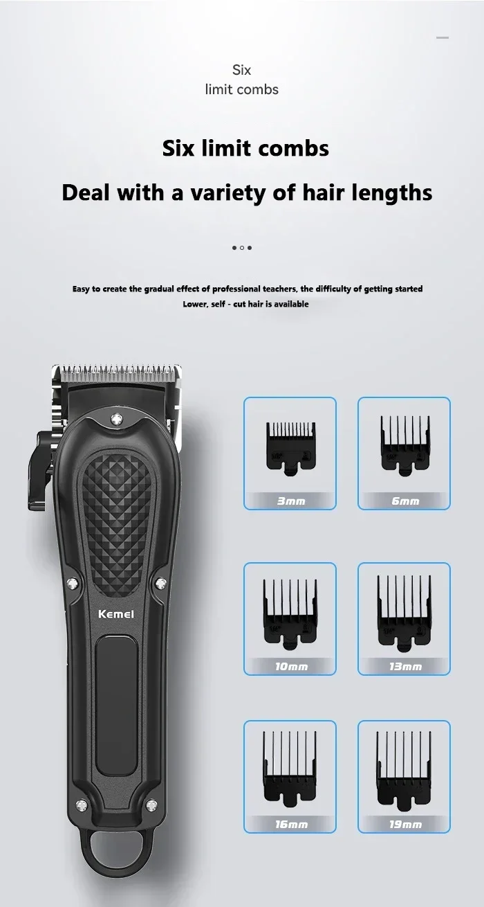Kemei Hair Clipper Km-2296 Km-1071 Km-3382 Barber Blading Hair Cutting Machine Clipper Grooming Cordless Rechargeable Shaver