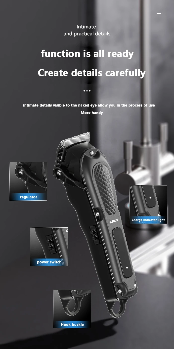 Kemei Hair Clipper Km-2296 Km-1071 Km-3382 Barber Blading Hair Cutting Machine Clipper Grooming Cordless Rechargeable Shaver