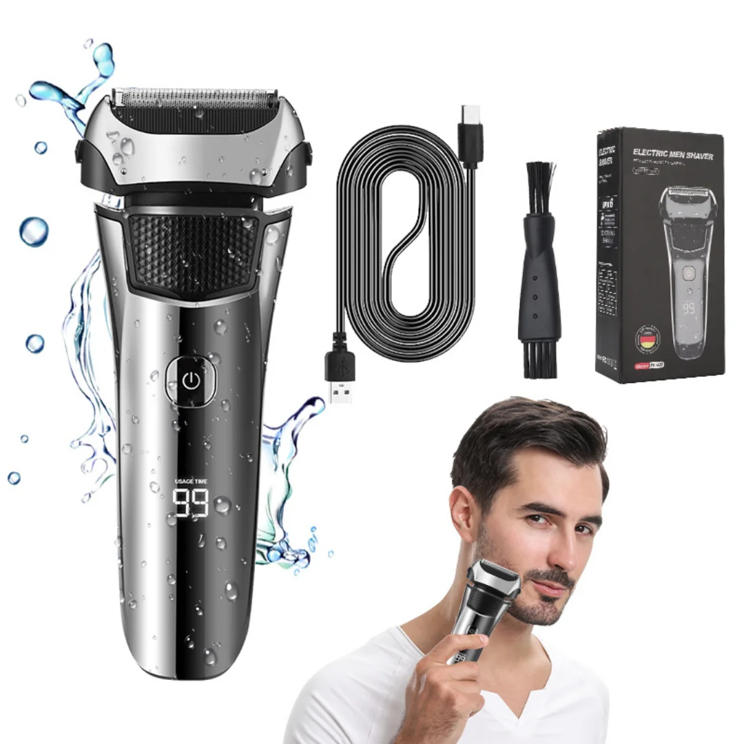 Electric Men's Shaver Reciprocating Shaver Water-washable Digital Display Beard Shaver with Sideburn Trimmer