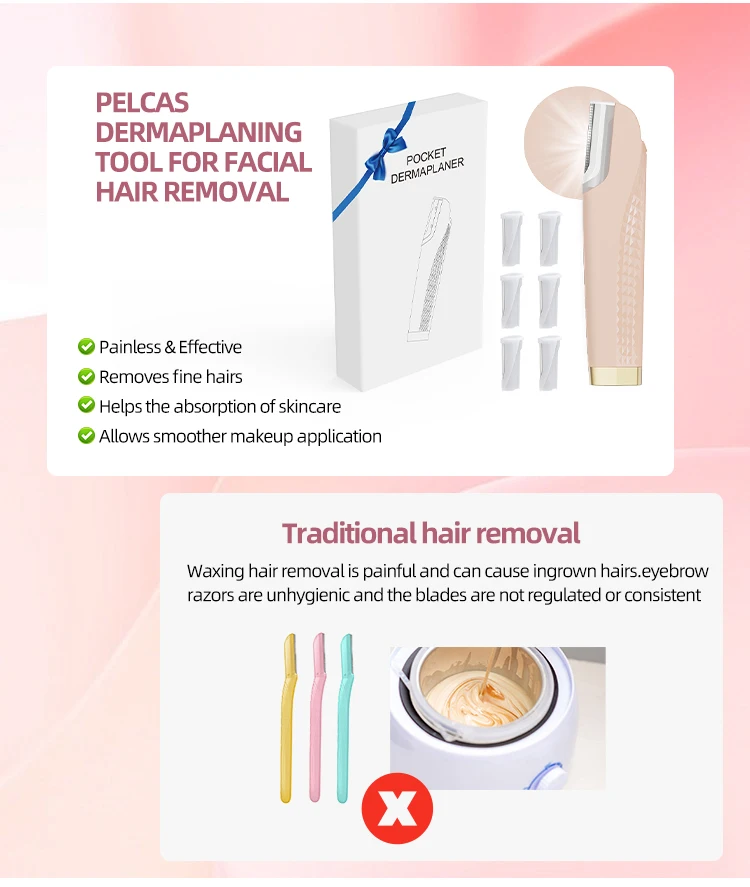 Rechargeable Exfoliating Shaver for Women with Light, Includes 6 Replacement Blades; Tool for Facial Exfoliation and Removing Bo
