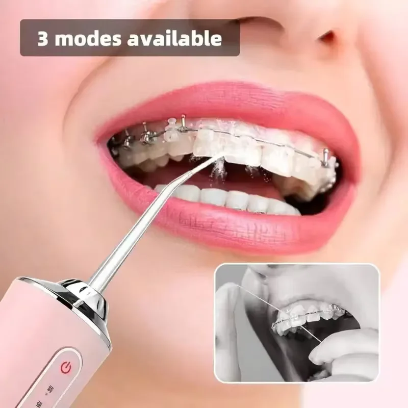 Portable Smart Electric Oral Irrigator Water Flosser with 4 Jets 3 Modes Rechargeable Dental Teeth Cleaner Travel and Daily Use