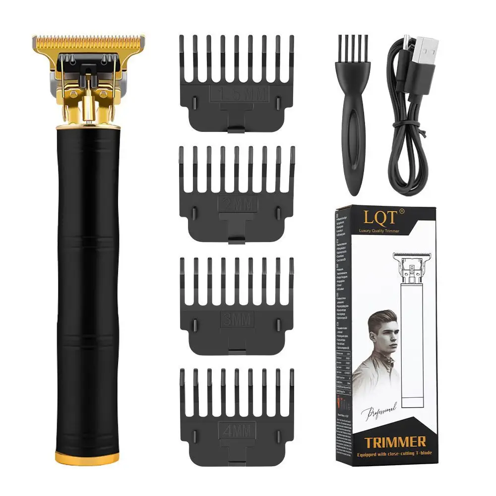 USB Rechargeable T Outline Hair Trimmer Professional Barber Hair Clipper Handle Zero Gap Shaver for Men Beard Styling