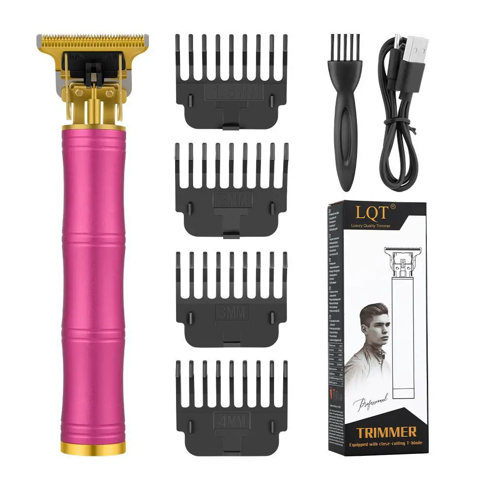 USB Rechargeable T Outline Hair Trimmer Professional Barber Hair Clipper Handle Zero Gap Shaver for Men Beard Styling