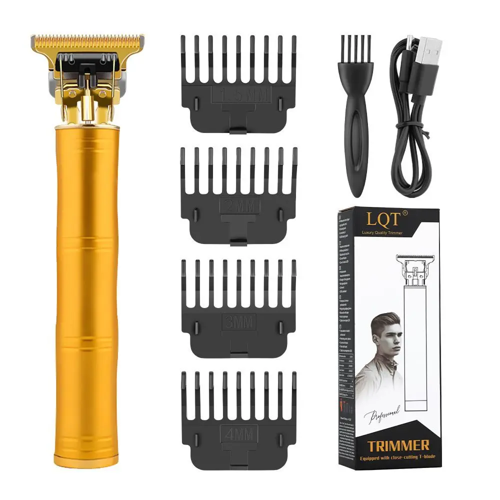 USB Rechargeable T Outline Hair Trimmer Professional Barber Hair Clipper Handle Zero Gap Shaver for Men Beard Styling