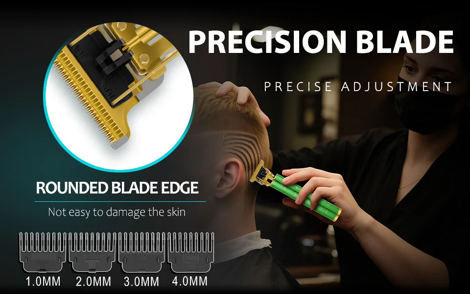 USB Rechargeable T Outline Hair Trimmer Professional Barber Hair Clipper Handle Zero Gap Shaver for Men Beard Styling