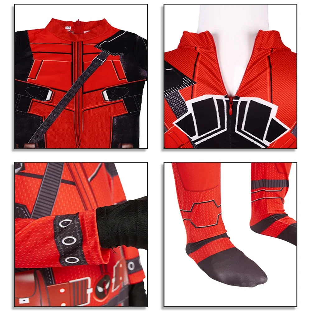 New Movie Character Role Play Costume Superhero Deadpool Costume Mask Sword Bag Suits Halloween Party Cosplay Jumpsuit 3D Style