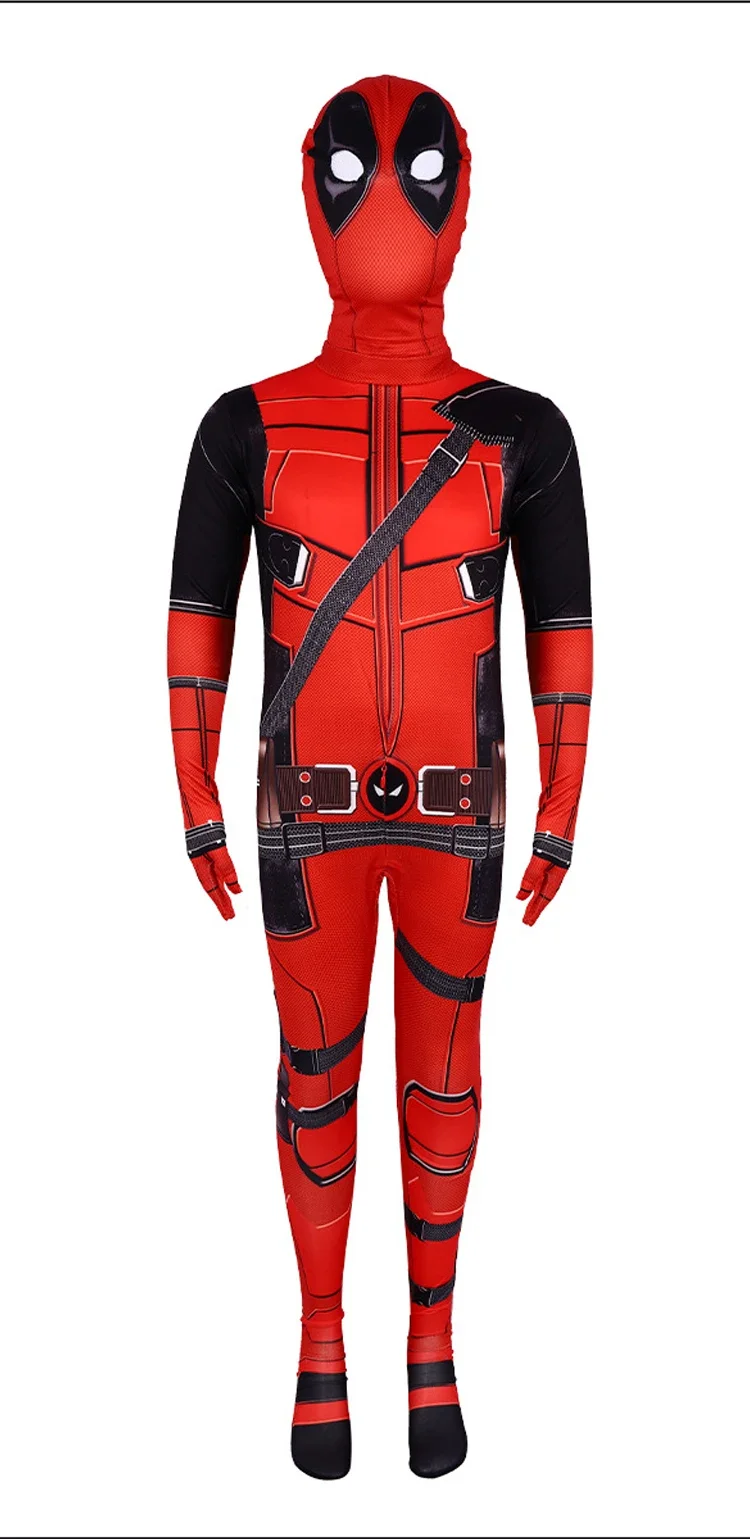 New Movie Character Role Play Costume Superhero Deadpool Costume Mask Sword Bag Suits Halloween Party Cosplay Jumpsuit 3D Style