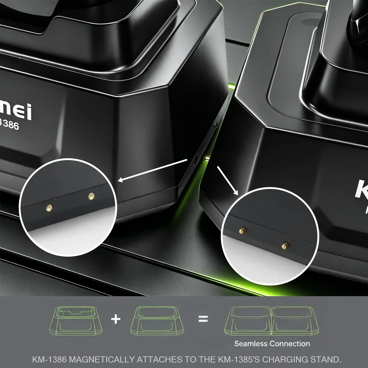 Kemei Professional Hair Clipper LED Display Trimmer Charging Base Hair Care Appliance Adjustable Clipper for Men KM-1385 KM-1386