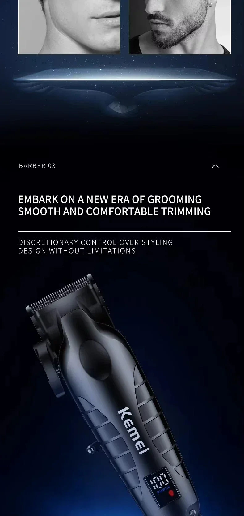 Kemei KM-2290 KM-2293 KM-T95 Professional Cutting Machine Electric Shaver Hair Trimmers with LCD Display Men's Hair Clippers